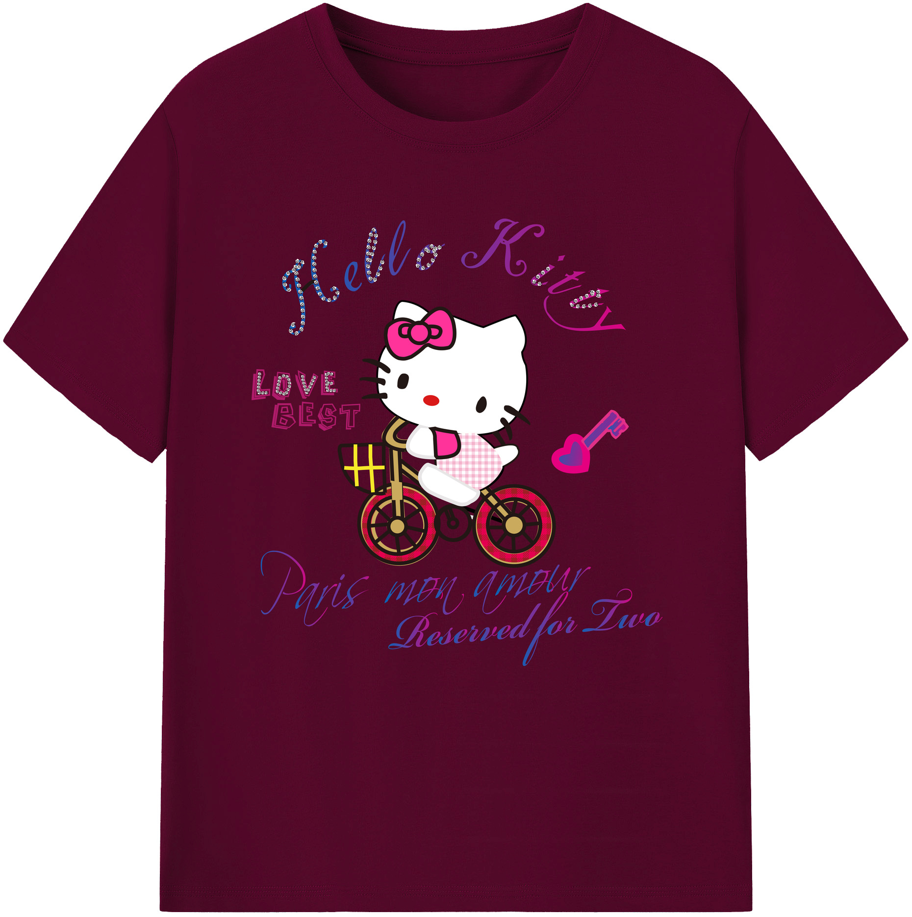 （画像用） Hello Kitty ハローキティ レディースカジュアルプリントTシャツ（綿100％）